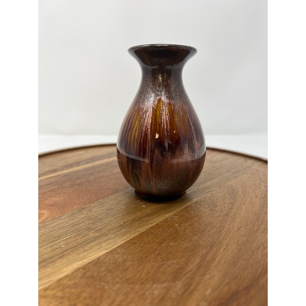 Small Ceramic Vase Earth Tones Glazed Home Decor Accent - Picture 5 of 9